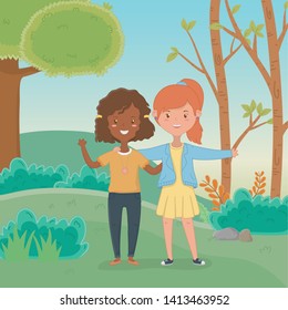 Friendship of girls cartoons design