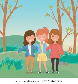 Friendship of girls cartoons design