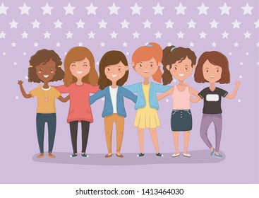 Friendship of girls cartoons design