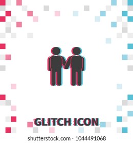 Friendship  glitch effect vector icon.