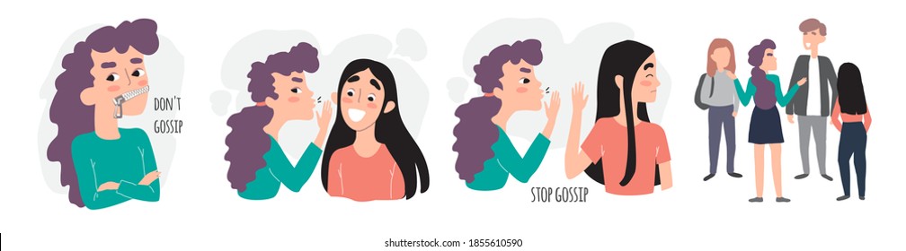 friendship gossip and secrets. Don t gossip. Gossip Girl. Set of clipart