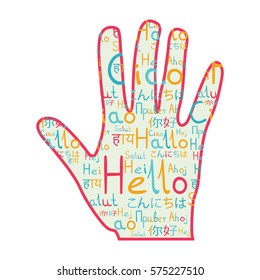 Friendship hand hello and hi with hello pattern pink italic
