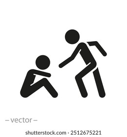 friendship hand icon, support business team, together community, partner empathy, help employee work, flat vector illustration