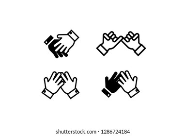friendship hand set icon vector on white background editable eps10 - Vector