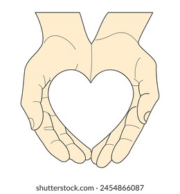 Friendship. Heart in hands. Illustration