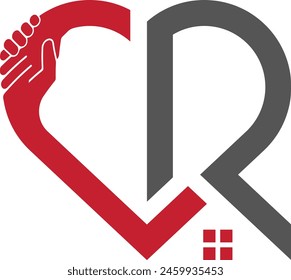 Friendship Heart and letter R logo design 