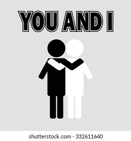 friendship hug each other. You and I t-shirt - vector
