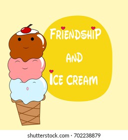 friendship and ice cream. vector cartoon illustration