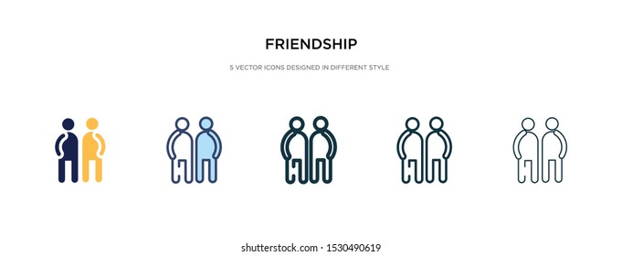 friendship icon in different style vector illustration. two colored and black friendship vector icons designed in filled, outline, line and stroke style can be used for web, mobile, ui