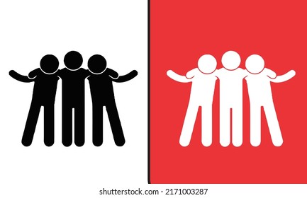 Friendship Icon With Illustration Of Three People Holding Hands