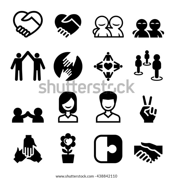 Friendship Icon Set Stock Vector (Royalty Free) 438842110