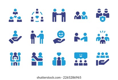 Friendship icon set. Duotone color. Vector illustration. Containing friendship, support, relationship, happiness, handshake, friends, love, hug, happy.