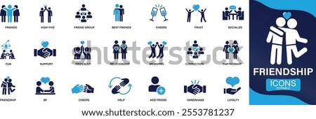 Friendship icon set. friend, socialize, friendly, cheers, trust, You can easily change the color.