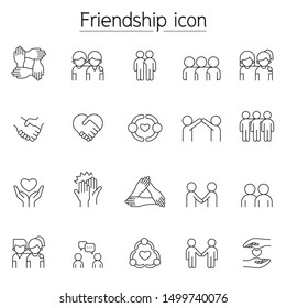 Friendship icon set in thin line style