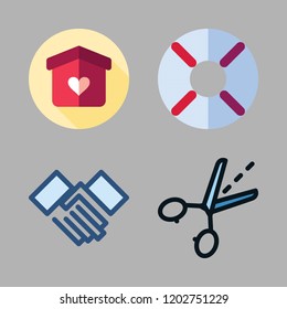 friendship icon set. vector set about shelter, help, handshake and guide icons set.