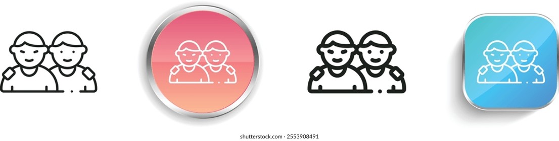 friendship icon. Thin Linear, Regular and Button Style Design Isolated On White Background