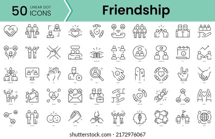 friendship Icons bundle. Linear dot style Icons. Vector illustration