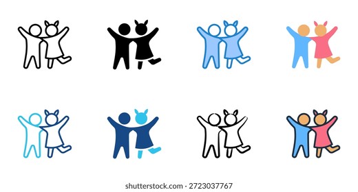 Los iconos de amistad establecen una colección de estilo múltiple. Trazo editable 
