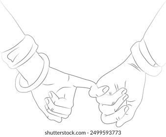 Friendship line art, Hands line art illustration