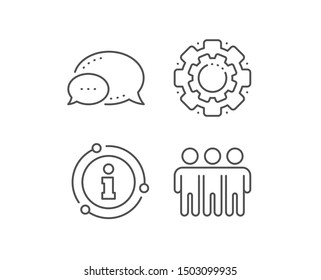 Friendship line icon. Chat bubble, info sign elements. Friends group sign. Assistance business symbol. Linear friendship outline icon. Information bubble. Vector