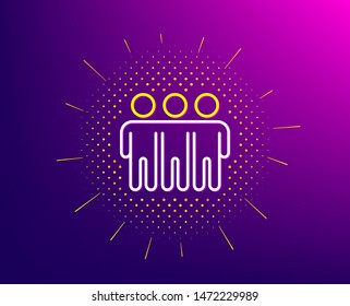 Friendship line icon. Halftone pattern. Friends group sign. Assistance business symbol. Gradient background. Friendship line icon. Yellow halftone pattern. Vector
