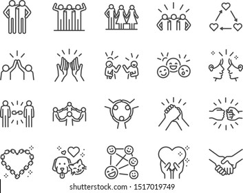 Friendship line icon set. Included icons as friend, relationship, buddy, greeting, love, care and more. - Shutterstock ID 1517019749