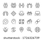Friendship line icons set vector illustration. editable stroke