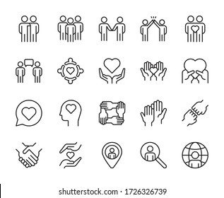 Friendship line icons set vector illustration. editable stroke - Shutterstock ID 1726326739