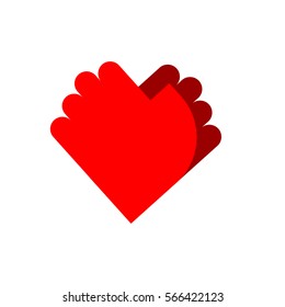 Friendship logo. Palm emblem. Two hands symbol love