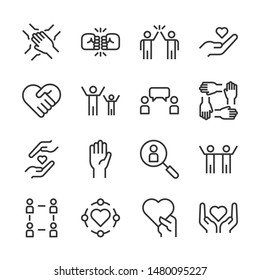 Friendship and love line icons set vector illustration