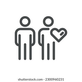 Friendship and love related icon outline and linear vector.