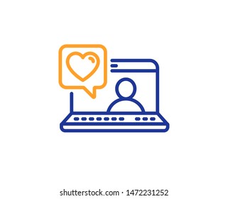 Friendship love sign. Friends chat line icon. Assistance business symbol. Colorful outline concept. Blue and orange thin line friends chat icon. Vector