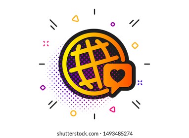 Friendship love sign. Halftone circles pattern. Friends world icon. World brand ambassador symbol. Classic flat world brand icon. Vector