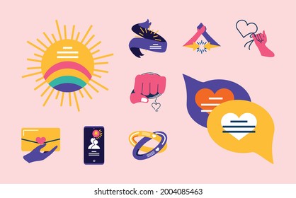 friendship message relation set icons