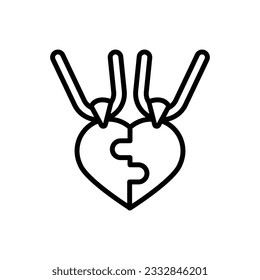 Friendship Necklace Outline Icon Vector Illustration