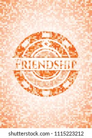  Friendship orange mosaic emblem with background