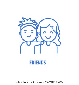 friendship outline icon boy and girl together