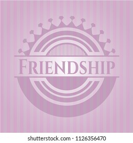 Friendship pink emblem. Retro