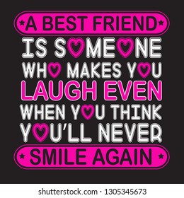 Friendship Quote and saying. A best friend Is someone who makes you laugh even when you think you will never smile again.