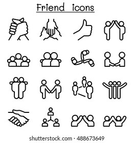 Friendship & Relationship icons in thin line style