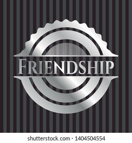 Friendship silver emblem or badge. Vector Illustration. Mosaic.