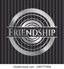 Friendship silvery badge or emblem. Vector Illustration. Mosaic.