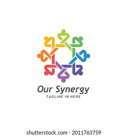 Friendship And Solidarity Logo Design. Community Teamwork Icon. Synergy Symbol. Vector Illustration.