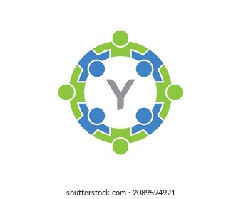 Friendship, Teamwork, Community, Group, People Connectivity logo Vector design Illustration Template with initial Letter Y