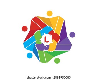 Friendship, Teamwork, Community, Group, People Connectivity logo Vector design Illustration Template with initial Letter L