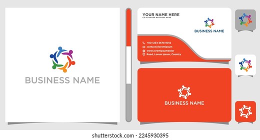 Friendship, Teamwork, People Connectivity logo Design Inspiration with business card