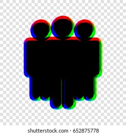 Friendship, teamwork. society icon. Vector. Black icon with red-green-blue contours on transparent background.