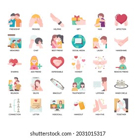 Friendship , Thin Line and Pixel Perfect Icons