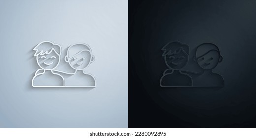 Friendship, two friend paper icon with shadow effect vector illuistration design