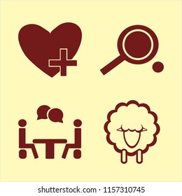 friendship vector icons set. with talking people, favorites, sheep and ping pong in set